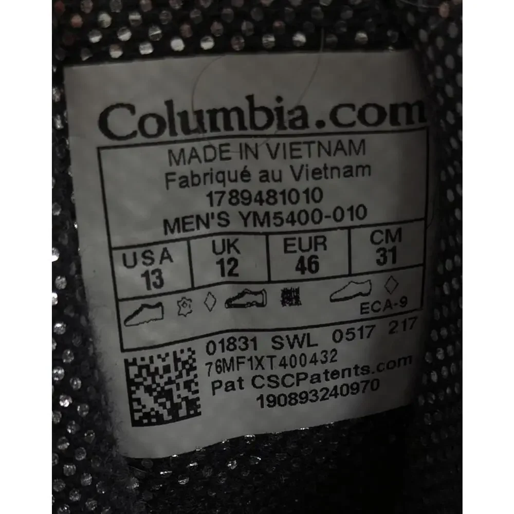 Mens Columbia‎ Waterproof Techlite Black Omni-Heat Boots YM5400-010 Size 13